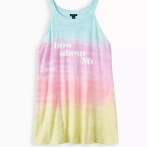 Torrid Tie Dye Tank Top – “How About No” Graphic High Neck, Size 2